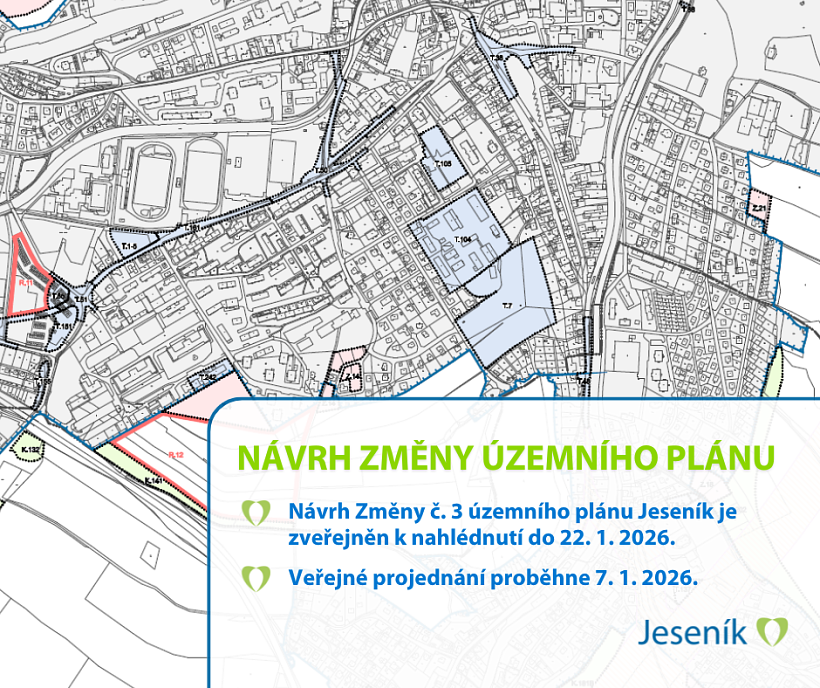 ZVEME VÁS NA VEŘEJNÉ PROJEDNÁNÍ NÁVRHU ZMĚNY ÚZEMNÍHO PLÁNU