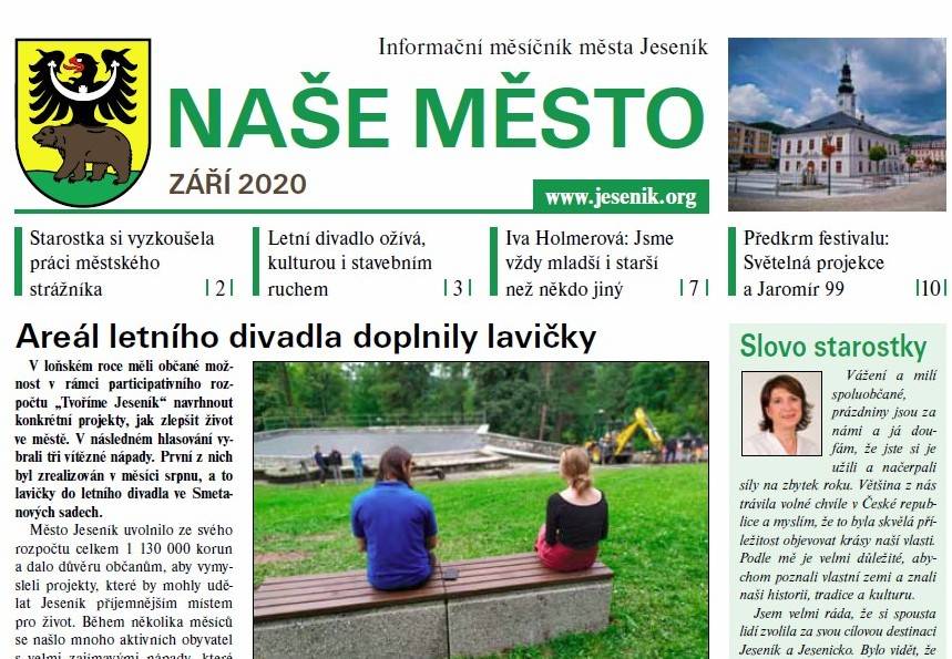 VYCHÁZÍ ZÁŘIJOVÉ VYDÁNÍ MĚSTSKÉHO ZPRAVODAJE