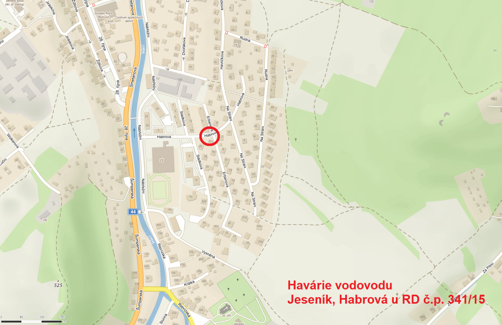 HAVÁRIE VODOVODU V ULICI HABROVÁ
