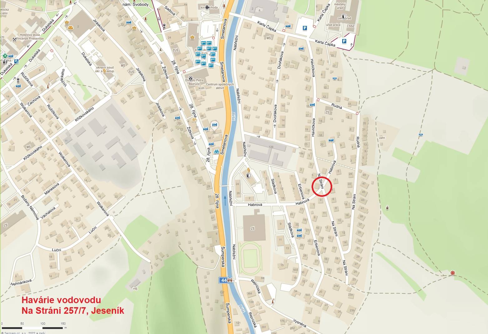 ÚNIK VODY NA ULICI NA STRÁNI / HABROVÁ