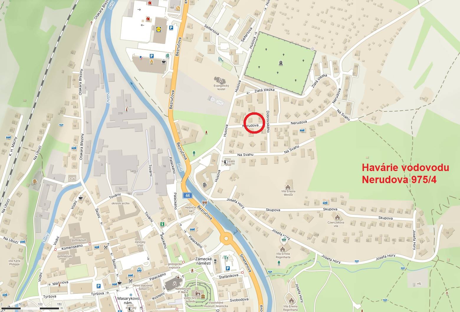 HAVÁRIE VODOVODU NA ULICI NERUDOVA