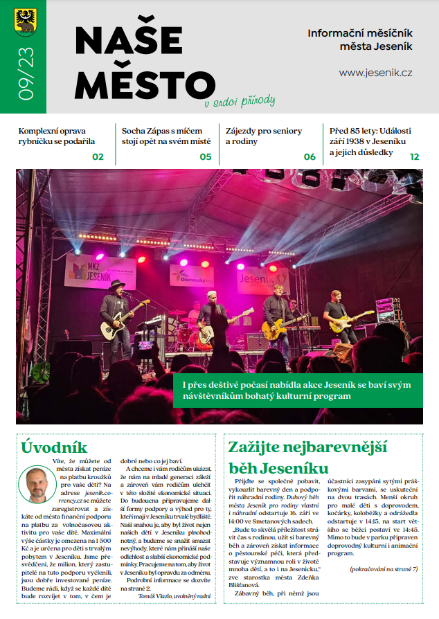 ZÁŘIJOVÉ ČÍSLO MĚSÍČNÍKU NAŠE MĚSTO