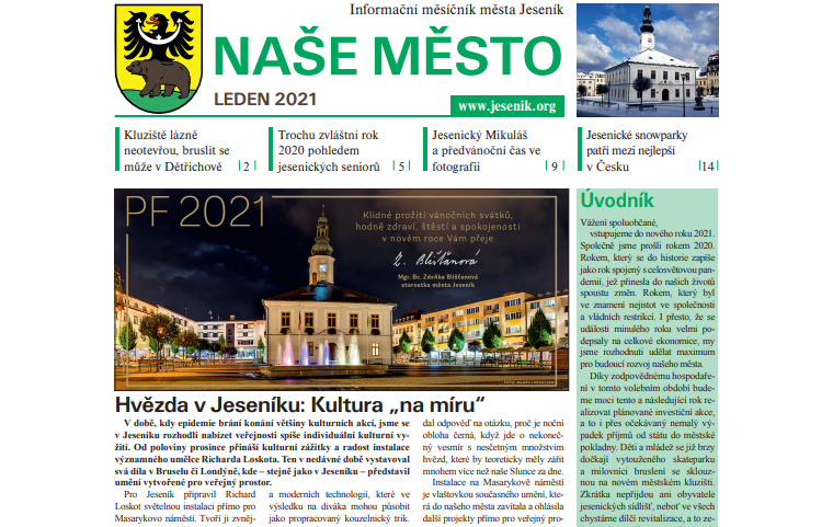 VYCHÁZÍ NOVÉ ČÍSLO MĚSÍČNÍKU NAŠE MĚSTO