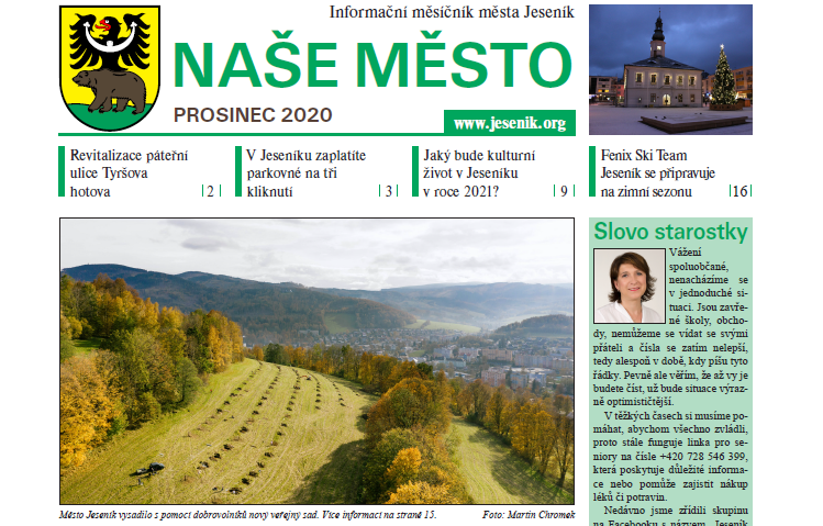 VYCHÁZÍ NOVÉ ČÍSLO MĚSÍČNÍKU NAŠE MĚSTO