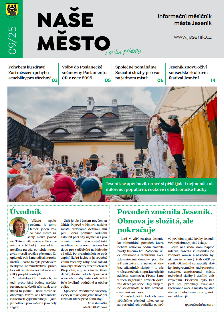 ZÁŘIJOVÉ ČÍSLO MĚSÍČNÍKU NAŠE MĚSTO