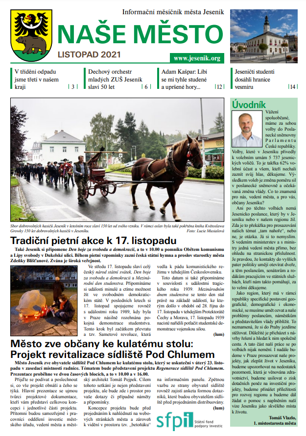 LISTOPADOVÉ ČÍSLO MĚSÍČNÍKU NAŠE MĚSTO