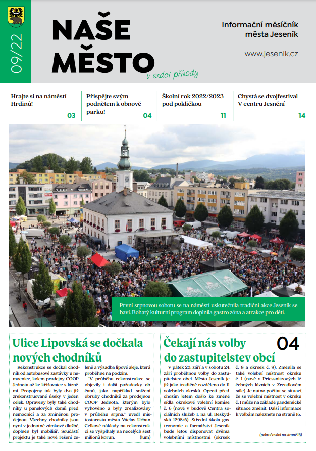 ZÁŘIJOVÉ VYDÁNÍ MĚSÍČNÍKU NAŠE MĚSTO