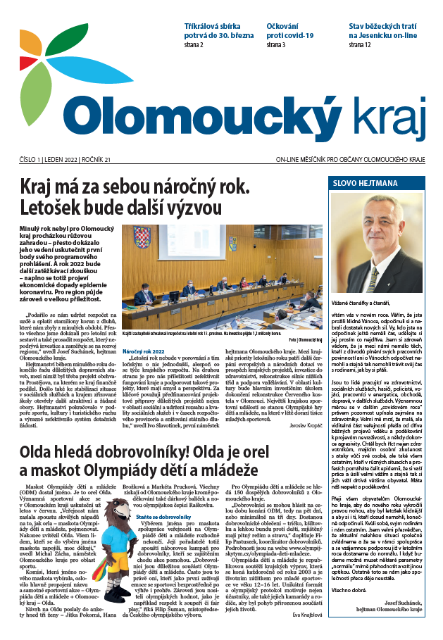 LEDNOVÉ VYDÁNÍ MĚSÍČNÍKU OLOMOUCKÝ KRAJ