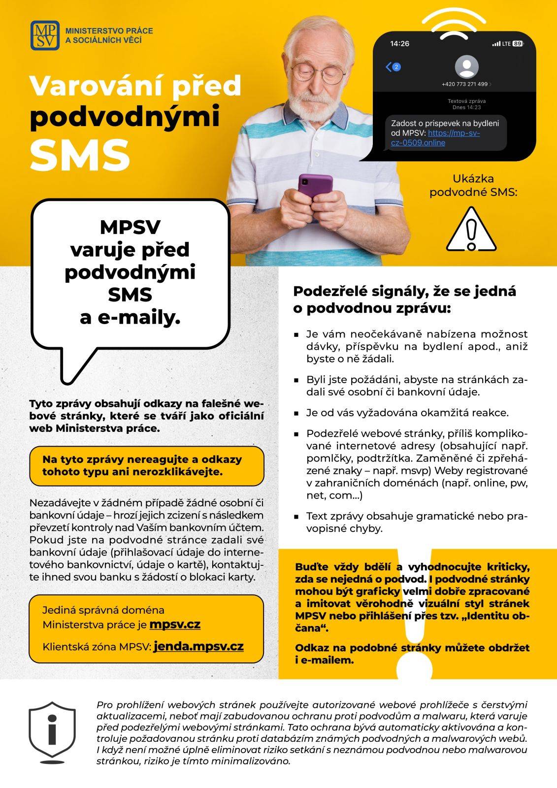 VAROVÁNÍ PŘED PODVODNÝMI SMS