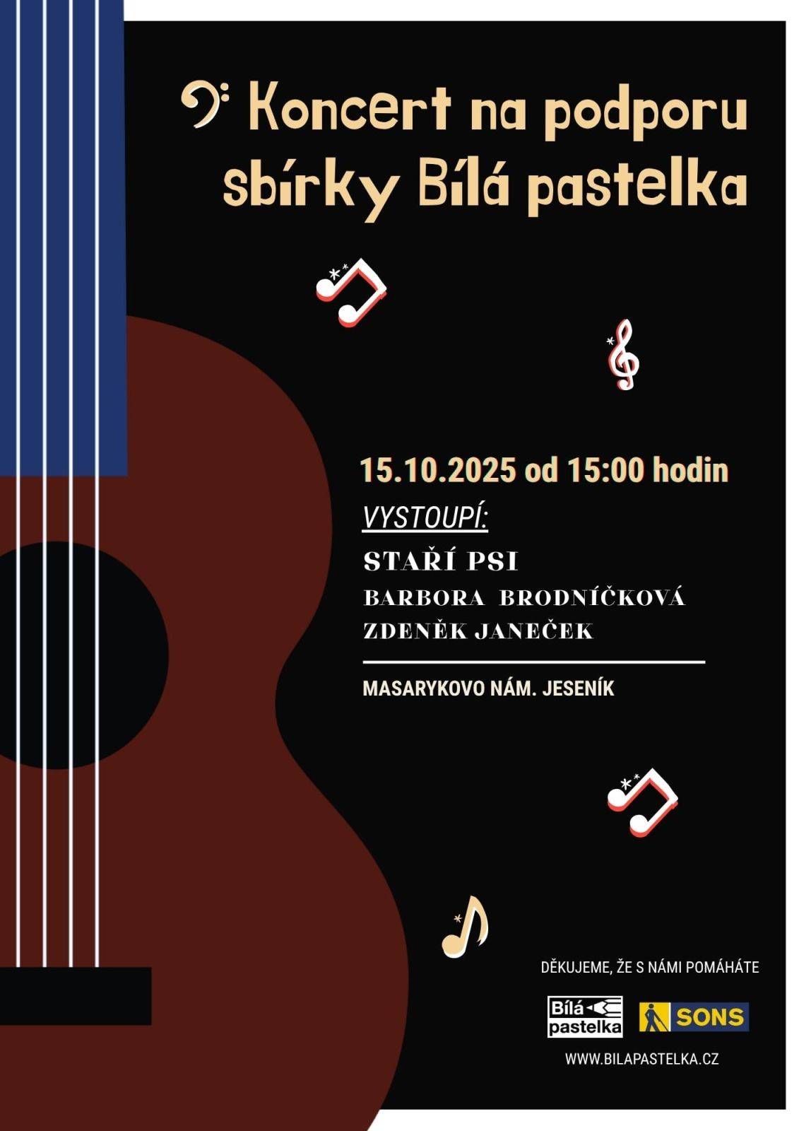 PŘIPOJTE SE KE SBÍRCE BÍLÁ PASTELKA A KONCERTU NA MASARYKOVĚ NÁMĚSTÍ