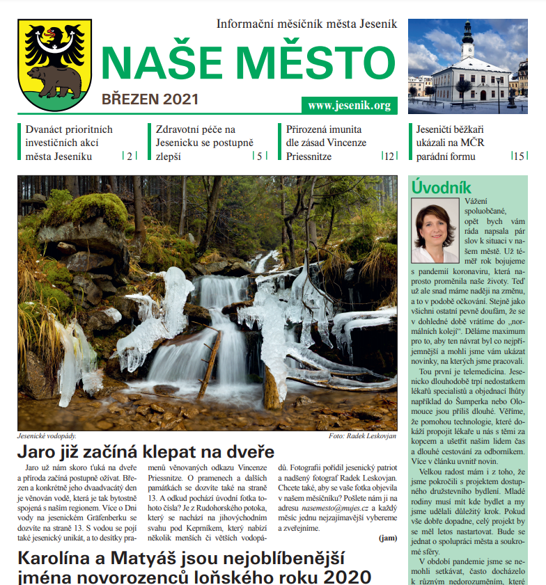 BŘEZNOVÉ VYDÁNÍ MĚSÍČNÍKU NAŠE MĚSTO