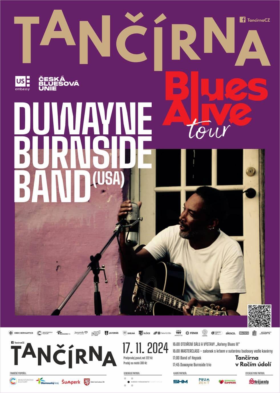 Festival Blues Alive v Tančírně - Duwayne Burnside trio (USA) + support Band od Heysek + Masterclass – výuka hry na kytaru vedená hlavní hvězdou večera Duwaynem Burnsidem + výstava „Kořeny Blues III“