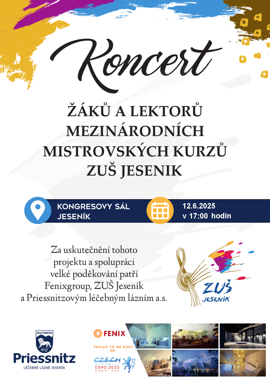 Koncert žáků a lektorů mezinárodních mistrovských kurzů ZUŠ Jeseník