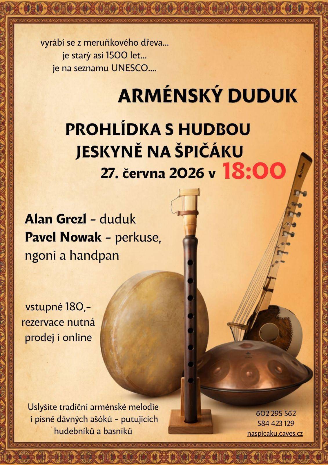 Arménský duduk v Jeskyni Na Špičáku