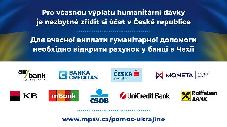 MPSV společně s Českou bankovní asociací zajistilo pomoc osmi bank, které příchozím do ČR zařídí účet