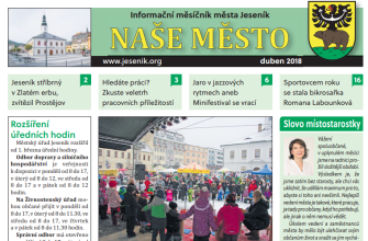 VYCHÁZÍ DUBNOVÉ ČÍSLO MĚSÍČNÍKU NAŠE MĚSTO