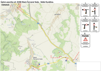 ÚPLNÁ UZAVÍRKA SILNICE II/456 V ÚSEKU VELKÉ KUNĚTICE – STARÁ ČERVENÁ VODA