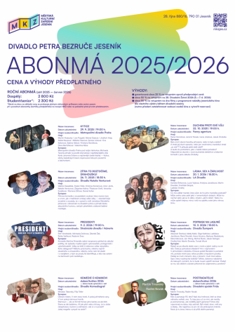 VSTUPTE S NÁMI DO SVĚTA DIVADLA. V PRODEJI JE ABONMÁ 2025/2026