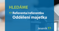 HLEDÁME REFERENTA/KU ODDĚLENÍ MAJETKU