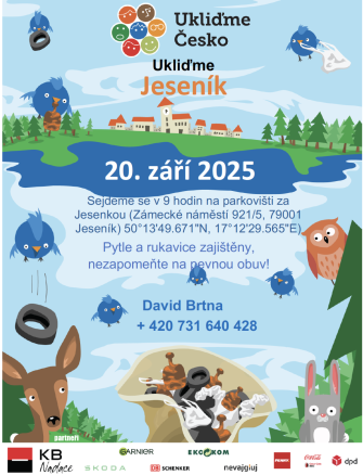 ÚKLIDOVÁ AKCE „SRDCEM PRO ČISTÝ JESENÍK“ PROBĚHNE 20. ZÁŘÍ