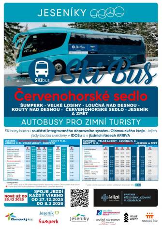 SKIBUSEM Z JESENÍKU POHODLNĚ AŽ NA ČERVENOHORSKÉ SEDLO
