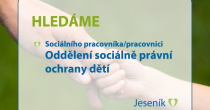 HLEDÁME SOCIÁLNÍHO PRACOVNÍKA/PRACOVNICI NA ODDĚLENÍ SOCIÁLNĚ-PRÁVNÍ OCHRANY DĚTÍ